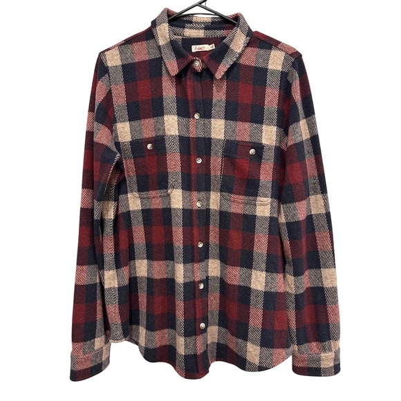 Faherty Tops - Faherty Legend Sweater Shirt Womens Medium Red Navy Plaid Button Down FLAW
